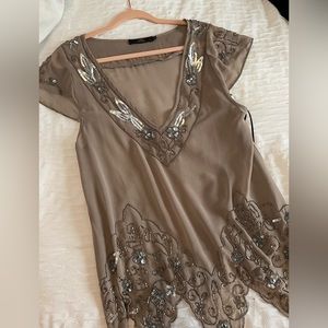 BKE art deco sequin blouse